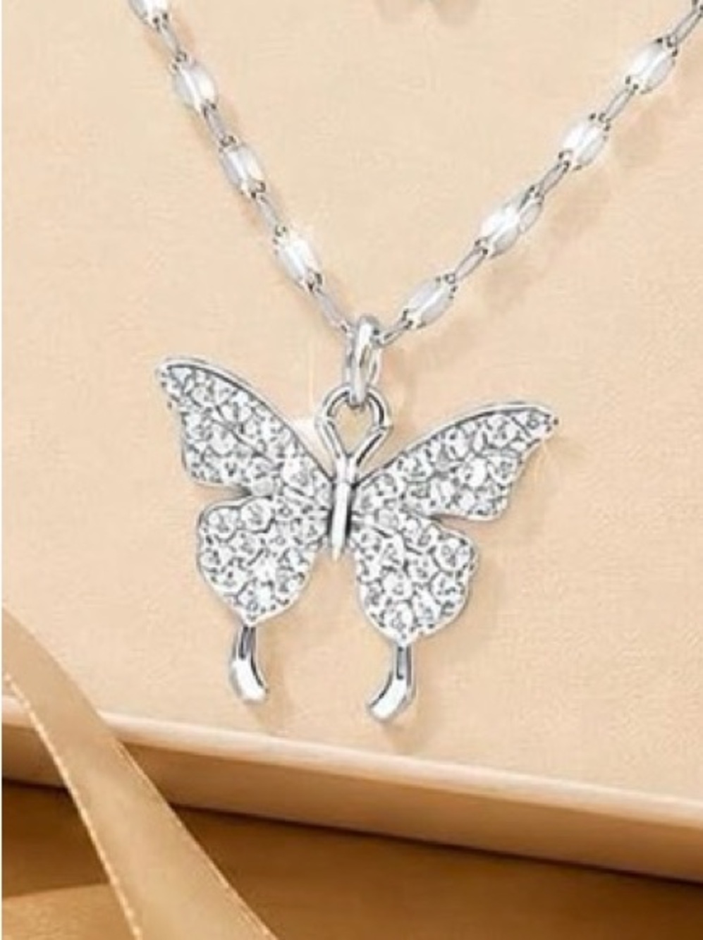 Silver Butterfly Necklace - Elegant Women's Jewelry